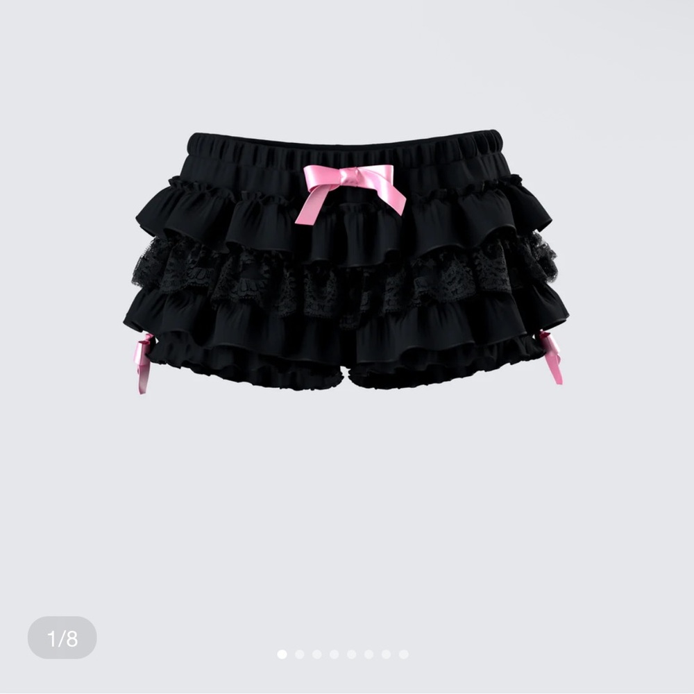 Finesse Black Ruffle Shorts with Pink Accents